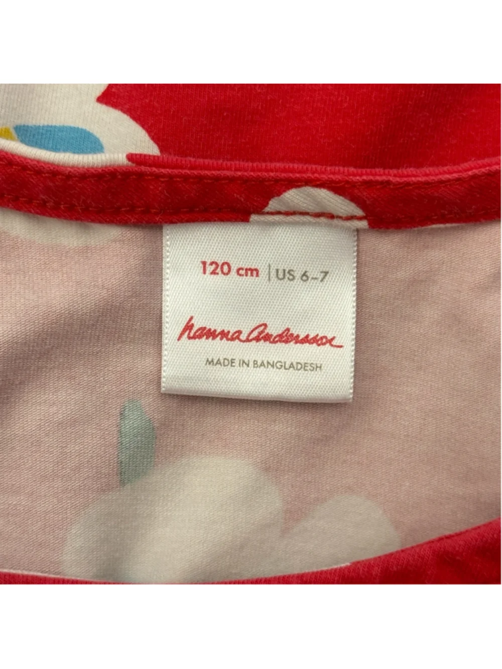 Hanna Andersson Girls Bee Floral Swing Dress Size 120 US 6-7 Red